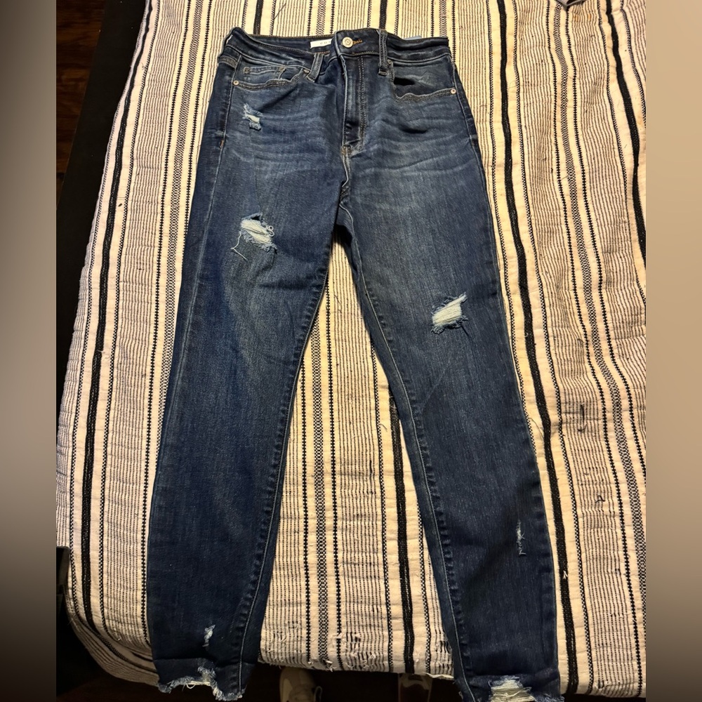 Eunina Dark Blue Distressed Skinny Jeans